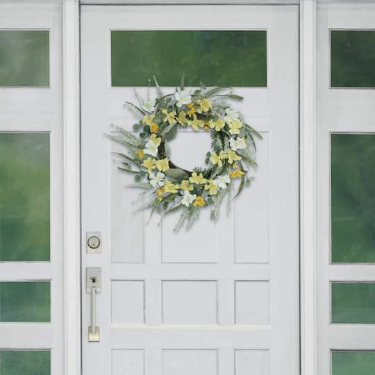 24" Yellow & White Dogwood Floral Spring Wreath